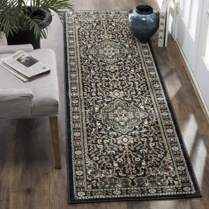 SAFAVIEH Lyndhurst Collection Area Rug - 2'3" x 6' Runner, Anthracite/Teal, Geometric Design, Ideal for High Traffic Areas in Living Room, Bedroom, Dining (LNH338C)