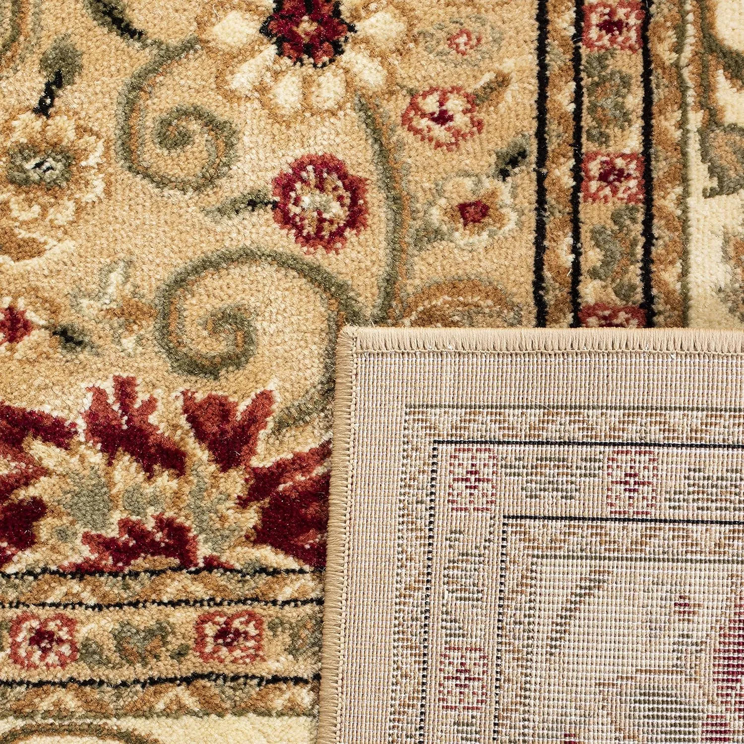 SAFAVIEH Lyndhurst Collection Area Rug - 5'3" x 7'6", Beige & Ivory, Traditional Oriental Design, Non-Shedding & Easy Care, Ideal for High Traffic Areas in Living Room, Bedroom (LNH212D)