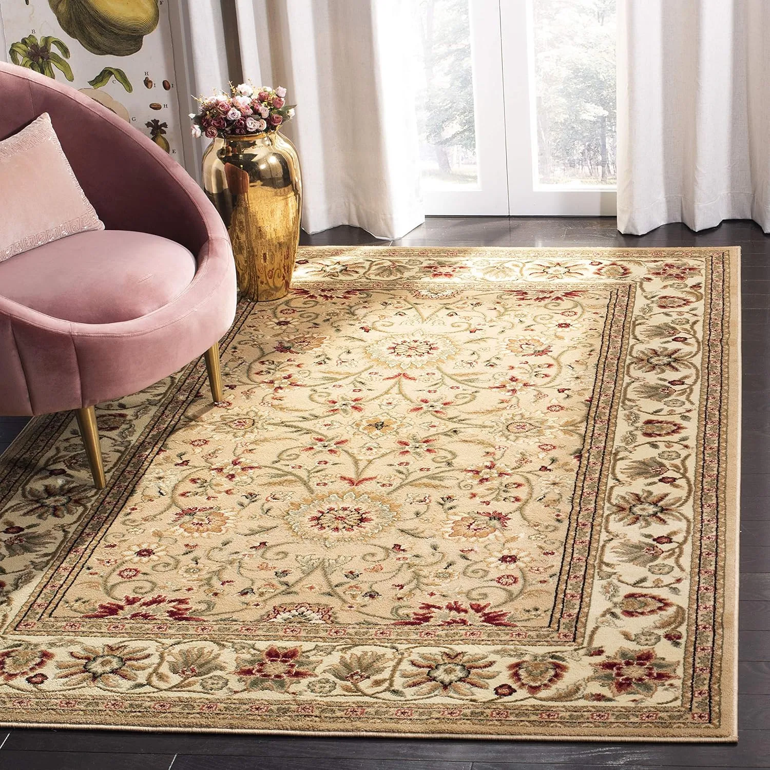 SAFAVIEH Lyndhurst Collection Area Rug - 5'3" x 7'6", Beige & Ivory, Traditional Oriental Design, Non-Shedding & Easy Care, Ideal for High Traffic Areas in Living Room, Bedroom (LNH212D)