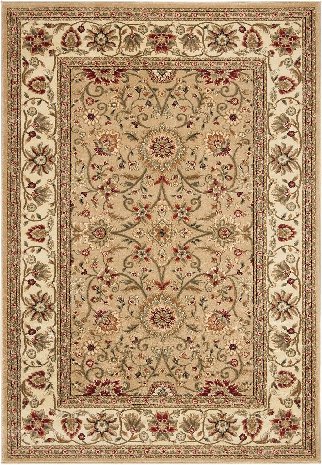 SAFAVIEH Lyndhurst Collection Area Rug - 5'3" x 7'6", Beige & Ivory, Traditional Oriental Design, Non-Shedding & Easy Care, Ideal for High Traffic Areas in Living Room, Bedroom (LNH212D)