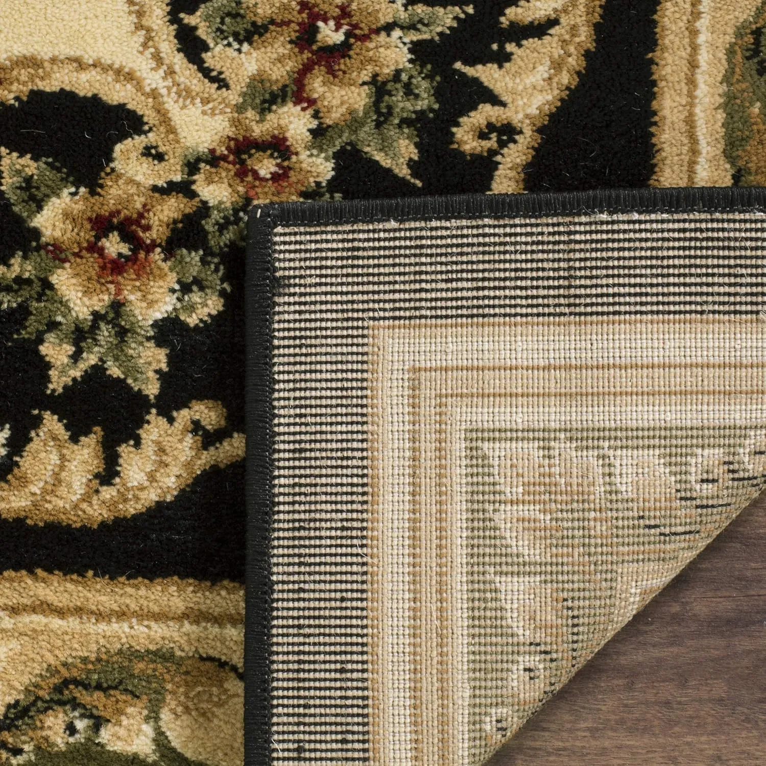 SAFAVIEH Lyndhurst Collection Area Rug - 5'3" x 7'6", Black & Ivory, Traditional European Medallion Design, Non-Shedding & Easy Care, Ideal for High Traffic Areas in Living Room, Bedroom (LNH218A)