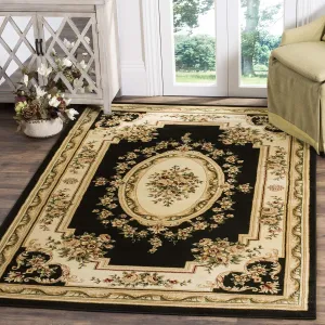 SAFAVIEH Lyndhurst Collection Area Rug - 5'3" x 7'6", Black & Ivory, Traditional European Medallion Design, Non-Shedding & Easy Care, Ideal for High Traffic Areas in Living Room, Bedroom (LNH218A)