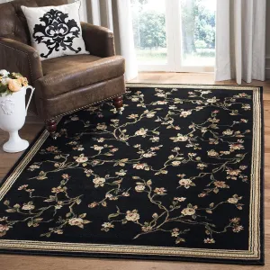 SAFAVIEH Lyndhurst Collection Area Rug - 8' x 11', Black, Traditional Floral Design, Non-Shedding & Easy Care, Ideal for High Traffic Areas in Living Room, Bedroom (LNH220A)