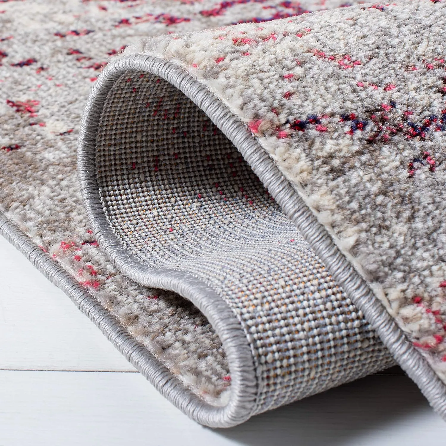 SAFAVIEH Madison Collection 8' x 10' BeigeWine MAD471C Modern Abstract Non-Shedding Living Room Bedroom Area Rug