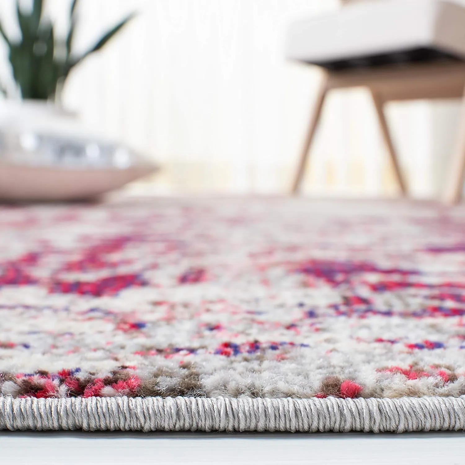 SAFAVIEH Madison Collection 8' x 10' BeigeWine MAD471C Modern Abstract Non-Shedding Living Room Bedroom Area Rug