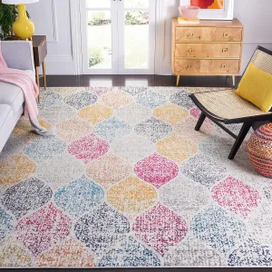 SAFAVIEH Madison Collection 9' Square Cream / Yellow MAD604C Glam Ogee Trellis Distressed Non-Shedding Living Room Bedroom Dining Home Office Area Rug