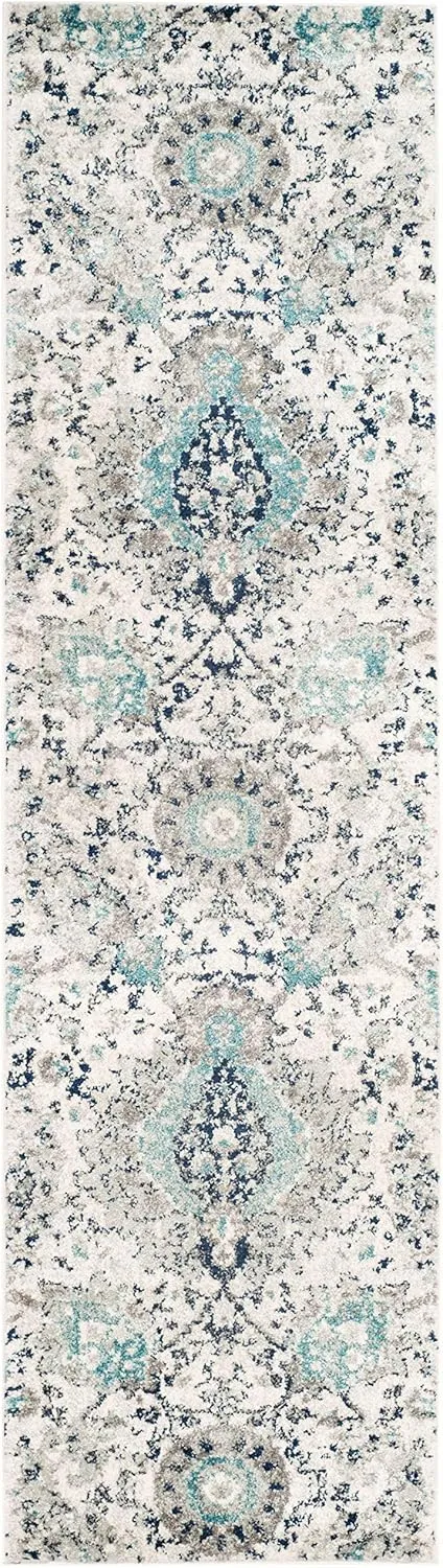 SAFAVIEH Madison Collection Runner Rug - 2'3" x 6', Cream & Light Grey, Boho Chic Glam Paisley Design, Non-Shedding & Easy Care, Ideal for High Traffic Areas in Living Room, Bedroom (MAD600C)
