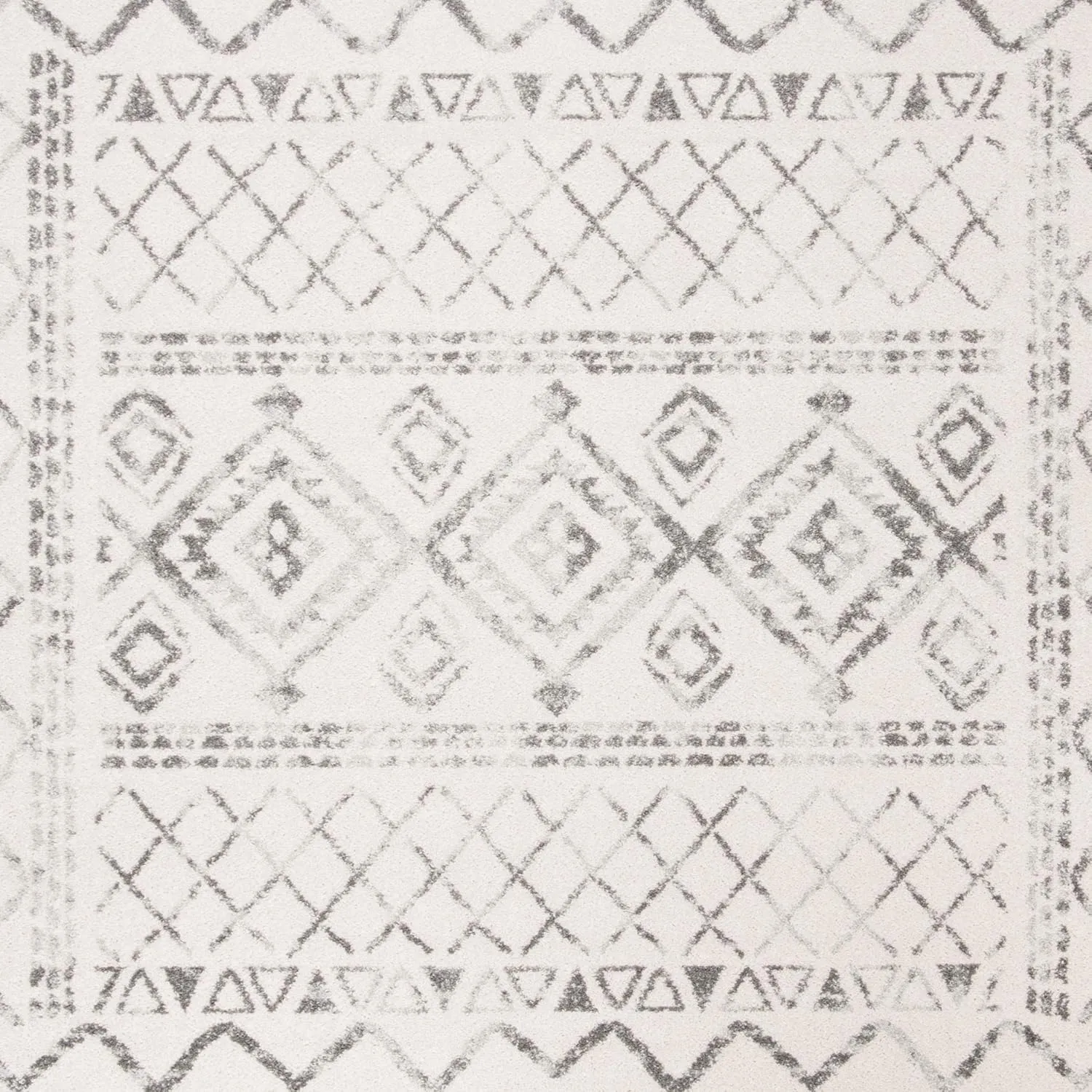 SAFAVIEH Tulum Collection Runner Rug - 2' x 7', Ivory & Grey, Moroccan Boho Distressed Design, Non-Shedding & Easy Care, Ideal for High Traffic Areas in Living Room, Bedroom (TUL268A)