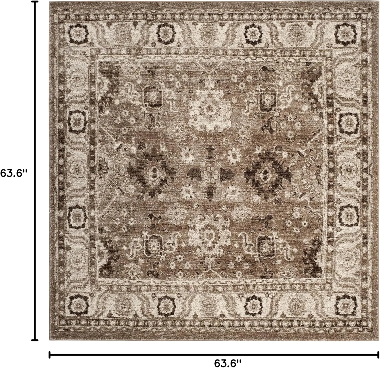 SAFAVIEH Vintage Hamadan Collection 5'3" Square Taupe VTH214T Oriental Traditional Persian Non-Shedding Living Room Bedroom Area Rug
