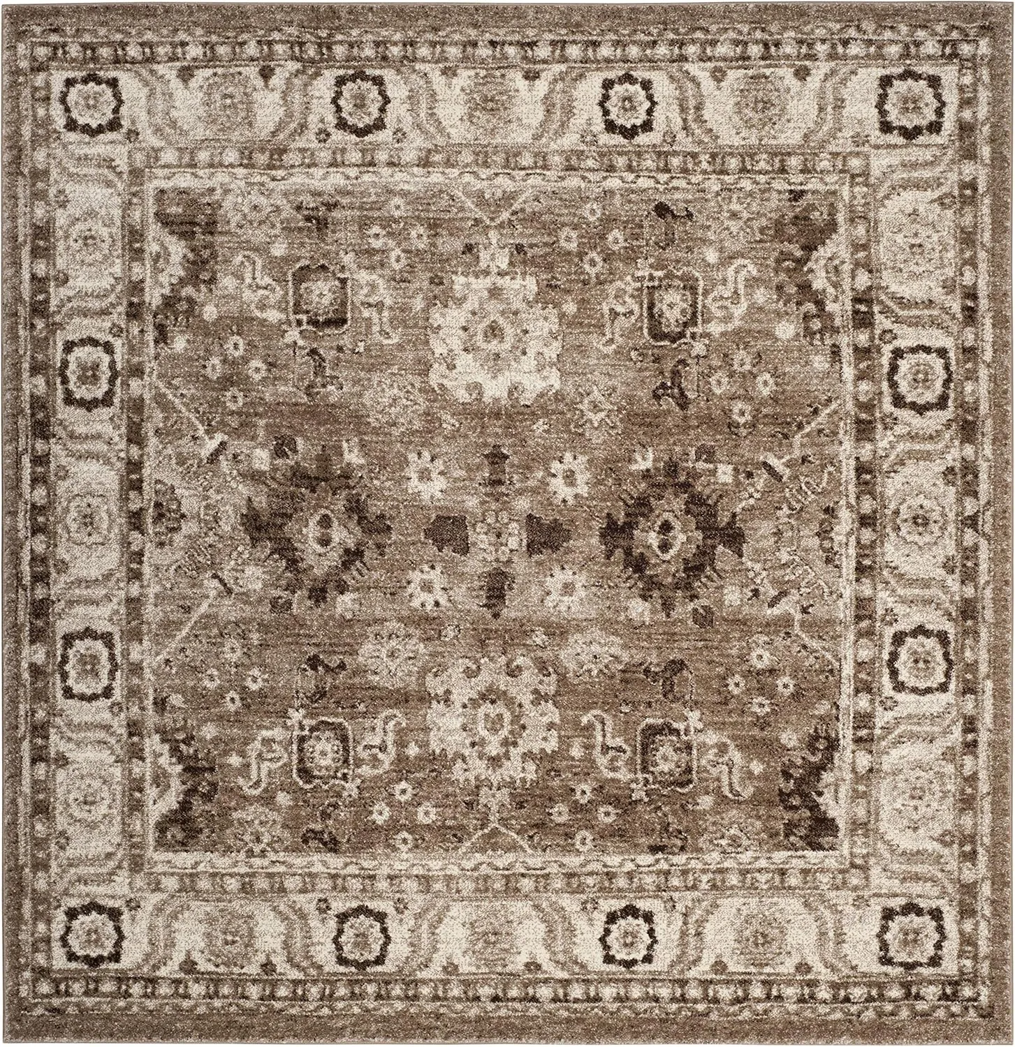 SAFAVIEH Vintage Hamadan Collection 5'3" Square Taupe VTH214T Oriental Traditional Persian Non-Shedding Living Room Bedroom Area Rug