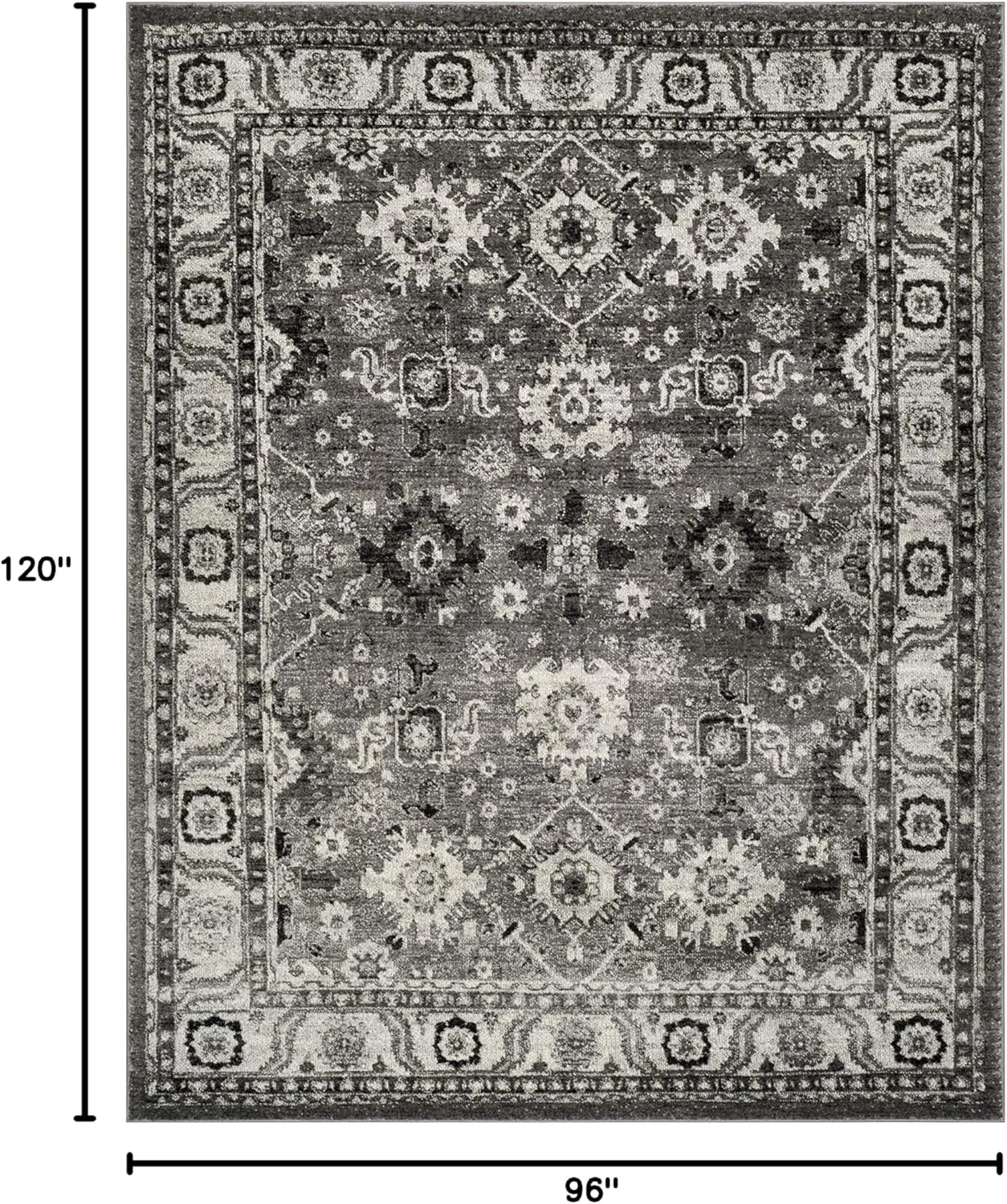 SAFAVIEH Vintage Hamadan Collection Area Rug - 8' x 10', Grey & Black, Oriental Traditional Persian Design, Non-Shedding & Easy Care, Ideal for High Traffic Areas in Living Room, Bedroom (VTH214K)