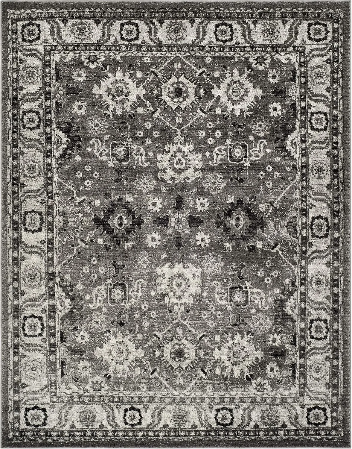 SAFAVIEH Vintage Hamadan Collection Area Rug - 8' x 10', Grey & Black, Oriental Traditional Persian Design, Non-Shedding & Easy Care, Ideal for High Traffic Areas in Living Room, Bedroom (VTH214K)