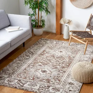 SAFAVIEH Vintage Hamadan Collection Area Rug - 9' x 12', Brown & Ivory, Oriental Traditional Persian Design, Non-Shedding & Easy Care, Ideal for High Traffic Areas in Living Room, Bedroom (VTH211T)