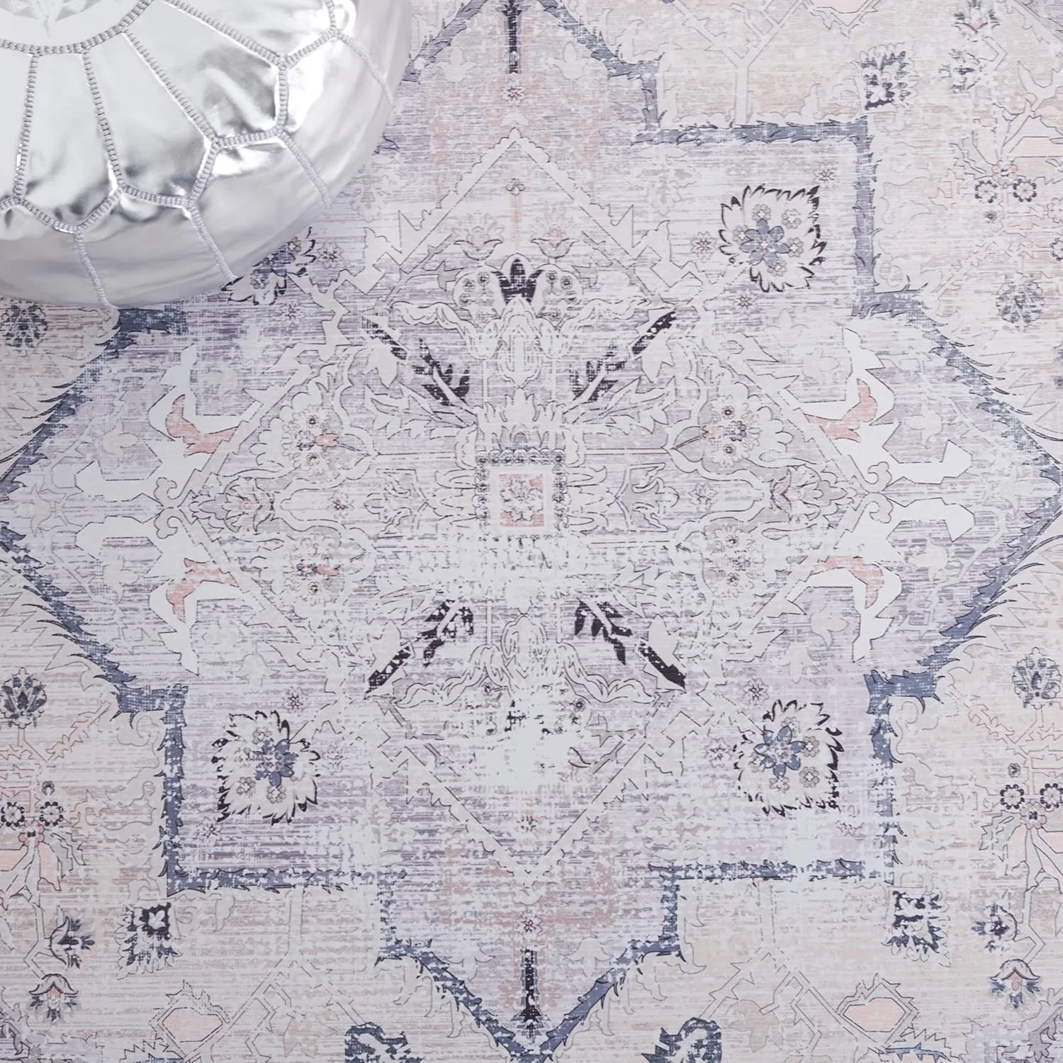 SAFAVIEH Washable Rug Tucson Collection - 9' x 12', Beige & Grey, Slip Resistant, Ideal for High Traffic Areas in Living Room, Bedroom, Home Office, Dining Space (TSN137B-9)