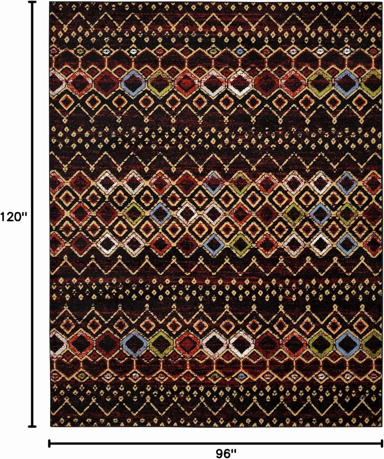 SAFAVIEH Amsterdam Collection Area Rug - 8' x 10', Black & Multi, Moroccan Boho Design, Non-Shedding & Easy Care, Ideal for High Traffic Areas in Living Room, Bedroom (AMS108P)