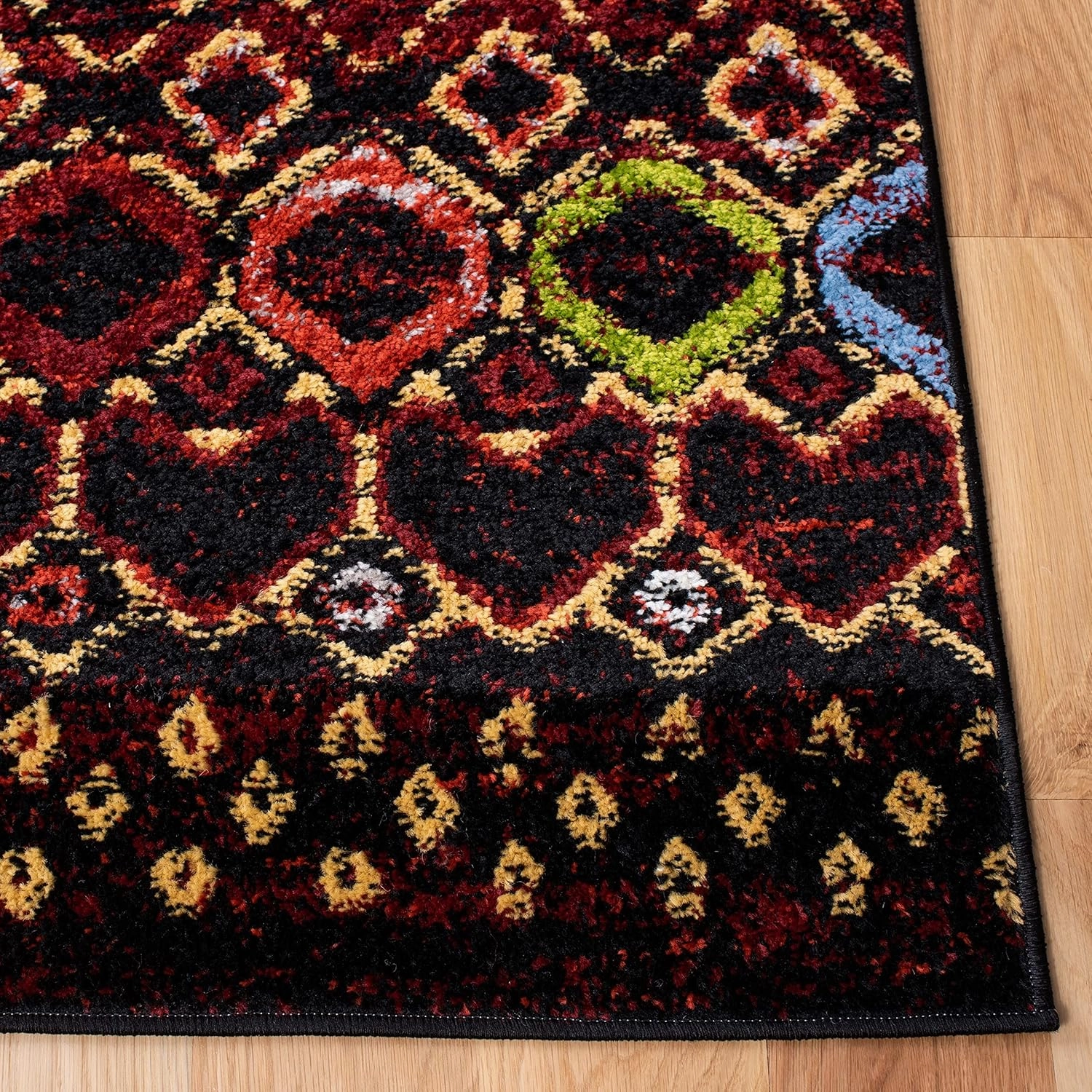 SAFAVIEH Amsterdam Collection Area Rug - 8' x 10', Black & Multi, Moroccan Boho Design, Non-Shedding & Easy Care, Ideal for High Traffic Areas in Living Room, Bedroom (AMS108P)