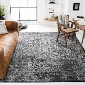 SAFAVIEH Area Rug 8x10 - Evoke Collection - Large - Black & Grey, Oriental Distressed Design, Non-Shedding & Easy Cleaning, Ideal for Living Room, Bedroom, Office, Dining Space (EVK256R)