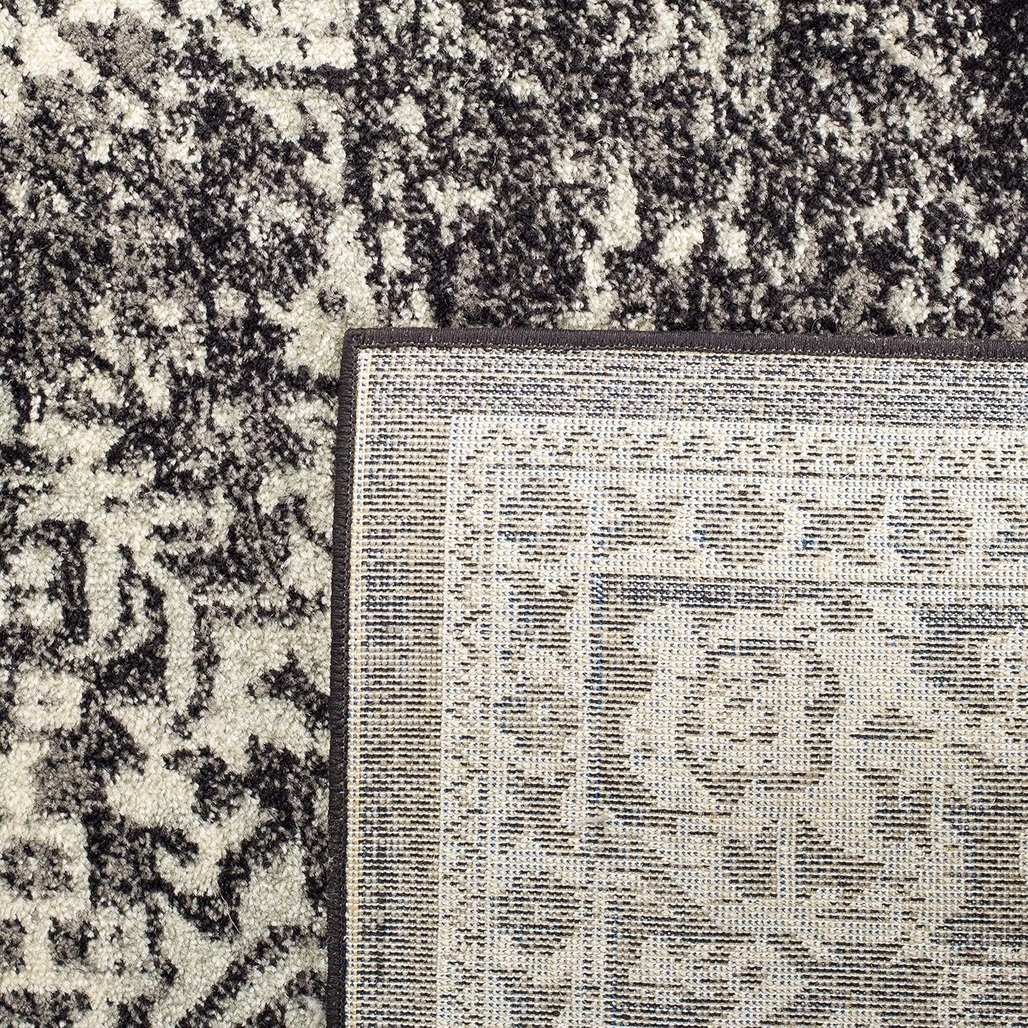 SAFAVIEH Area Rug 8x10 - Evoke Collection - Large - Black & Grey, Oriental Distressed Design, Non-Shedding & Easy Cleaning, Ideal for Living Room, Bedroom, Office, Dining Space (EVK256R)