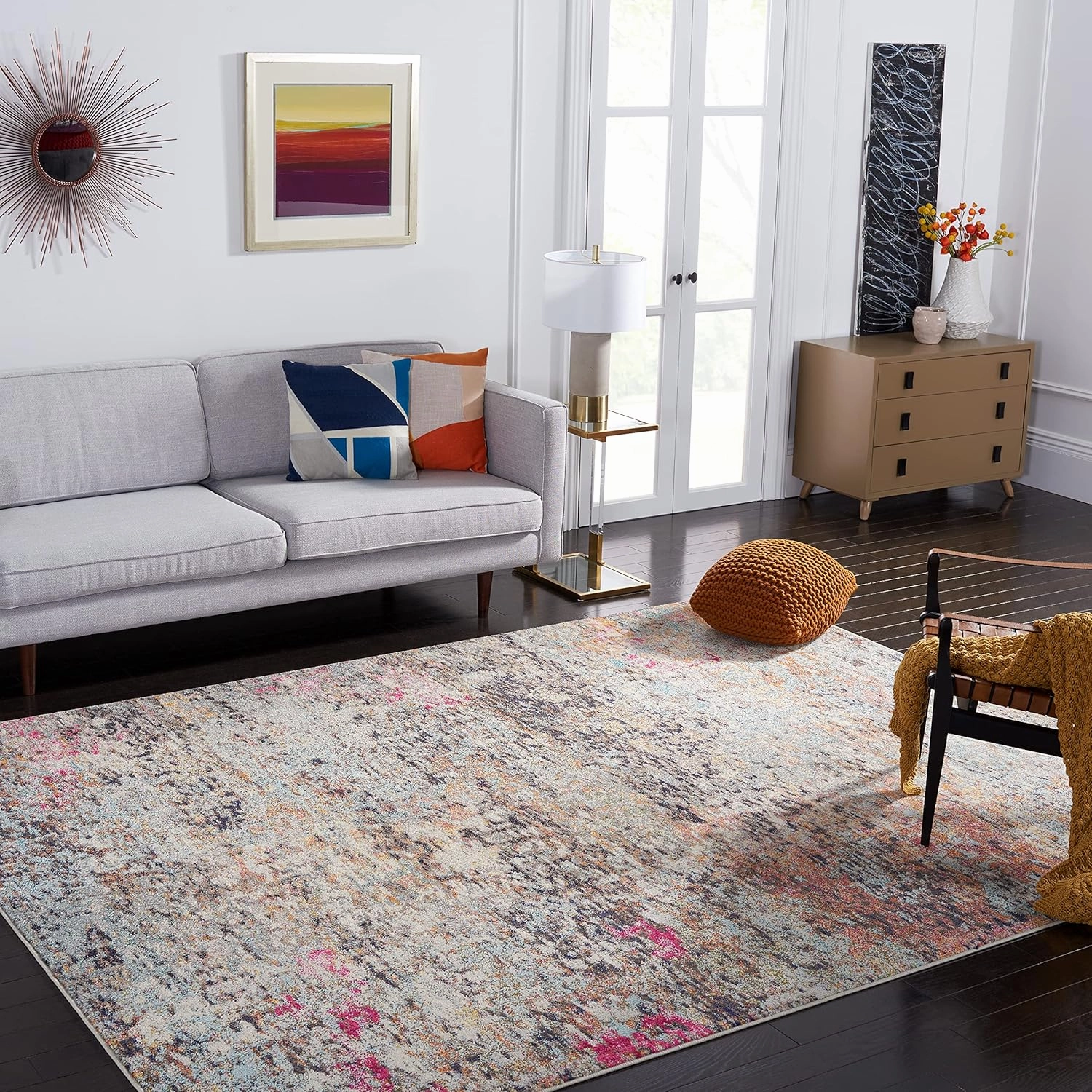 SAFAVIEH Area Rug 8x10 - Madison Collection - Large - Black & Gold, Modern Abstract Design, Non-Shedding & Easy Cleaning, Ideal for Living Room, Bedroom, Office, Dining Space (MAD460Z)