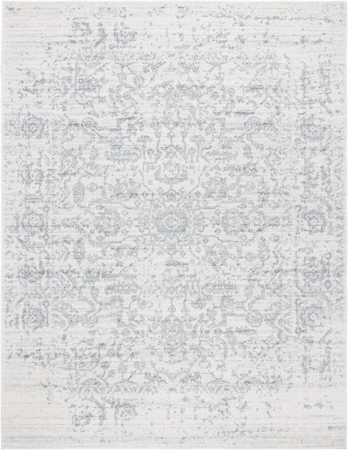 SAFAVIEH Area Rug 8x10 - Madison Collection - Large - Silver & Ivory, Snowflake Medallion Distressed Design, Non-Shedding & Easy Cleaning, Ideal for Living Room, Bedroom, Office, Dining (MAD603G)