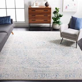 SAFAVIEH Area Rug 8x10 - Tulum Collection - Large - Ivory & Turquoise, Moroccan Boho Distressed Design, Non-Shedding & Easy Cleaning, Ideal for Living Room, Bedroom, Office, Dining Space (TUL264B)