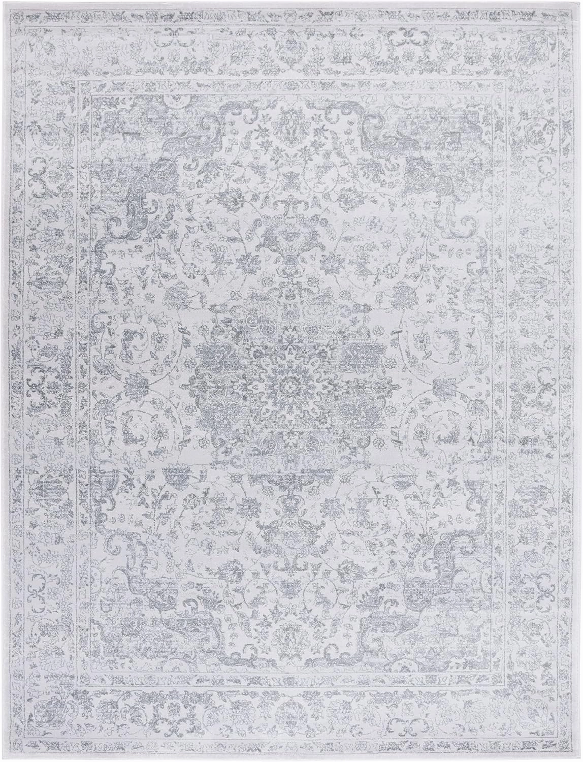 SAFAVIEH Carnegie Collection Area Rug - 8' x 10', Cream & Dark Grey, Vintage Distressed Design, Non-Shedding & Easy Care, Ideal for High Traffic Areas in Living Room, Bedroom (CNG631K)