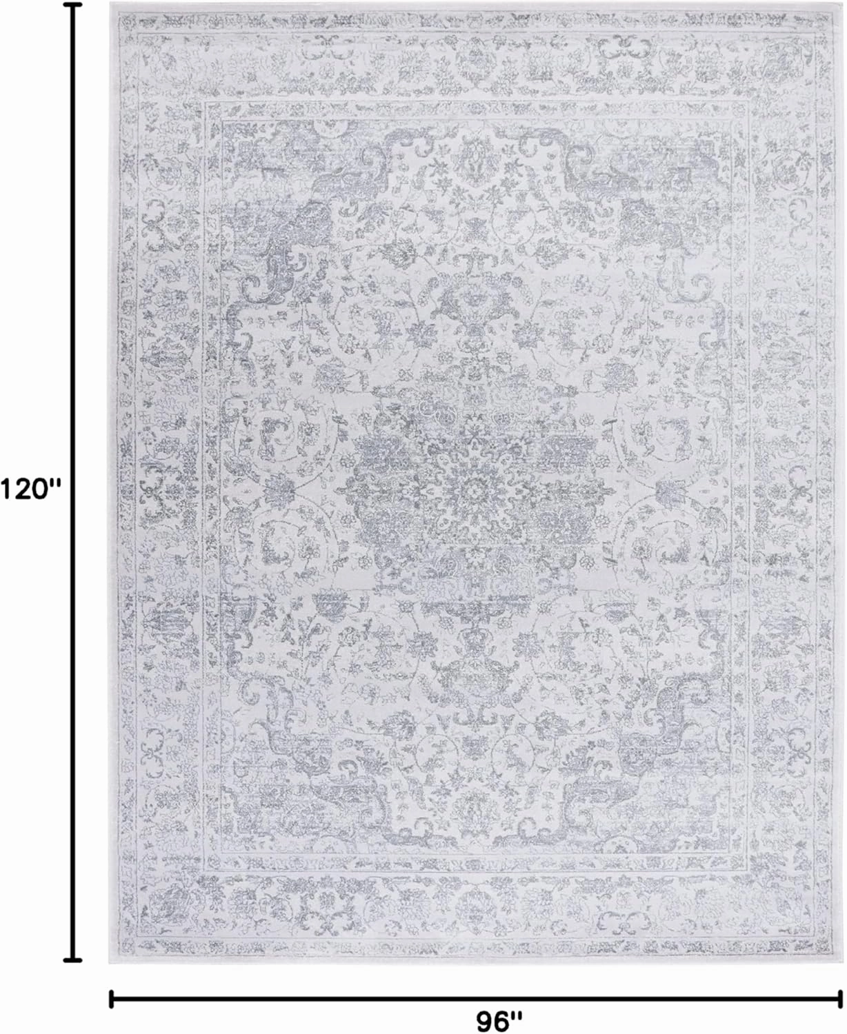 SAFAVIEH Carnegie Collection Area Rug - 8' x 10', Cream & Dark Grey, Vintage Distressed Design, Non-Shedding & Easy Care, Ideal for High Traffic Areas in Living Room, Bedroom (CNG631K)