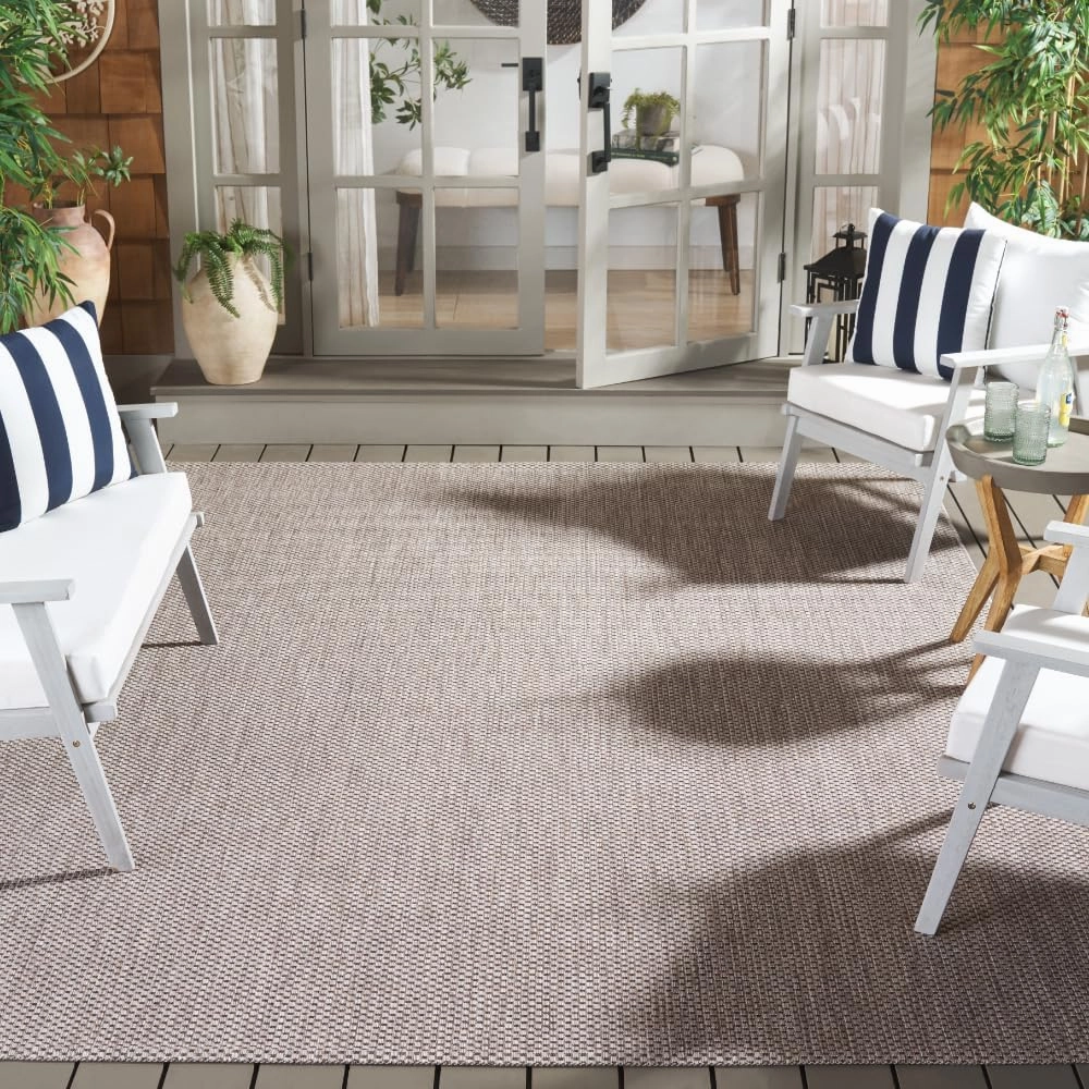 SAFAVIEH Courtyard Collection Area Rug - 8' x 10', Beige & Brown, Non-Shedding & Easy Care, Indoor/Outdoor & Washable-Ideal for Patio, Backyard, Mudroom (CY8521-36312)