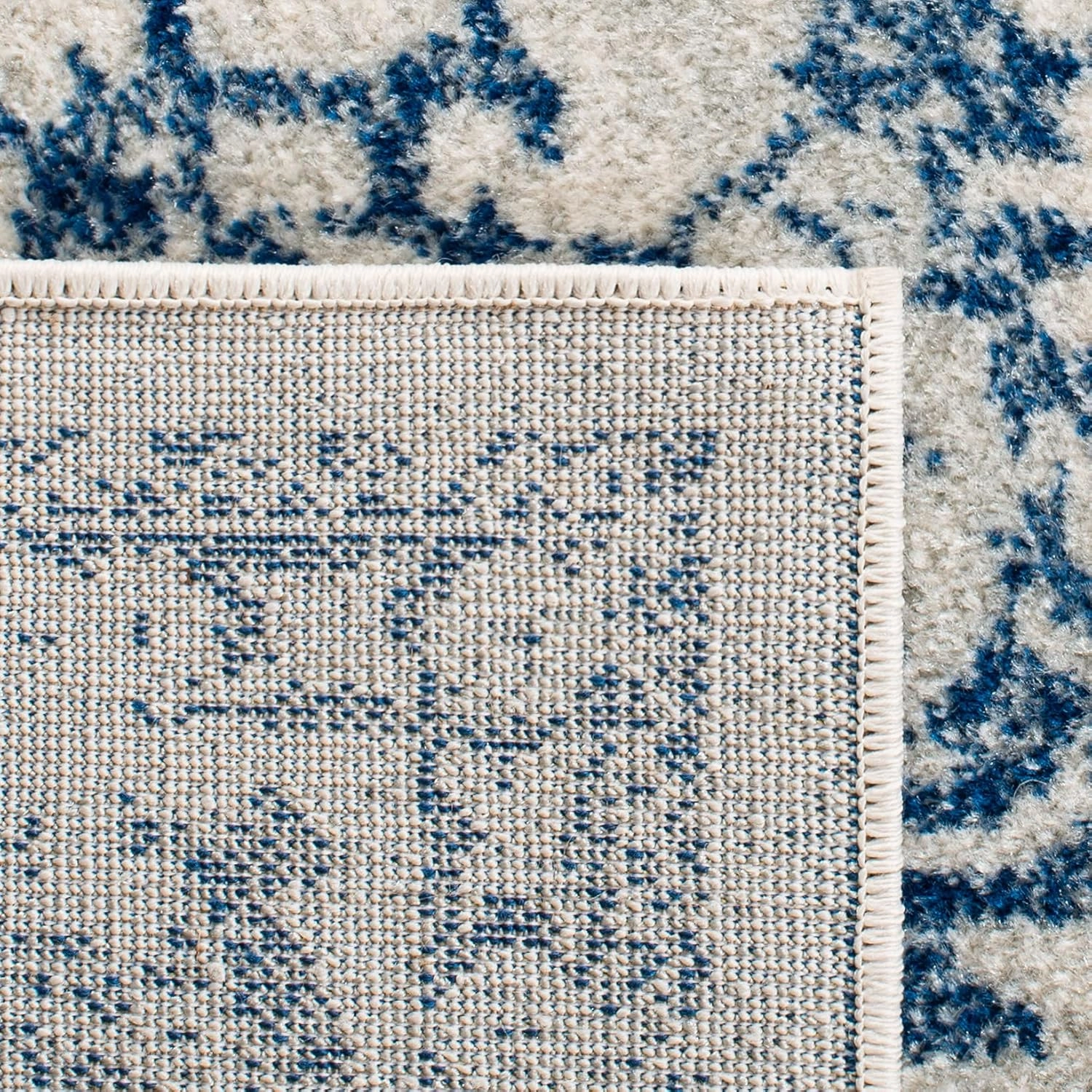 SAFAVIEH Evoke Collection 8' x 10' Ivory / Navy EVK256N Oriental Distressed Non-Shedding Living Room Bedroom Dining Home Office Area Rug