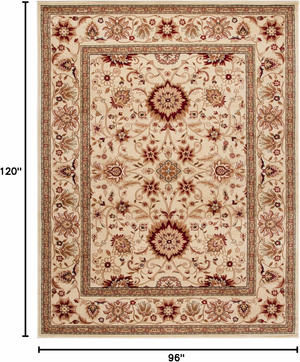 SAFAVIEH Lyndhurst Collection Area Rug - 8' x 10', Ivory & Ivory, Traditional Oriental Design, Non-Shedding & Easy Care, Ideal for High Traffic Areas in Living Room, Bedroom (LNH212L)