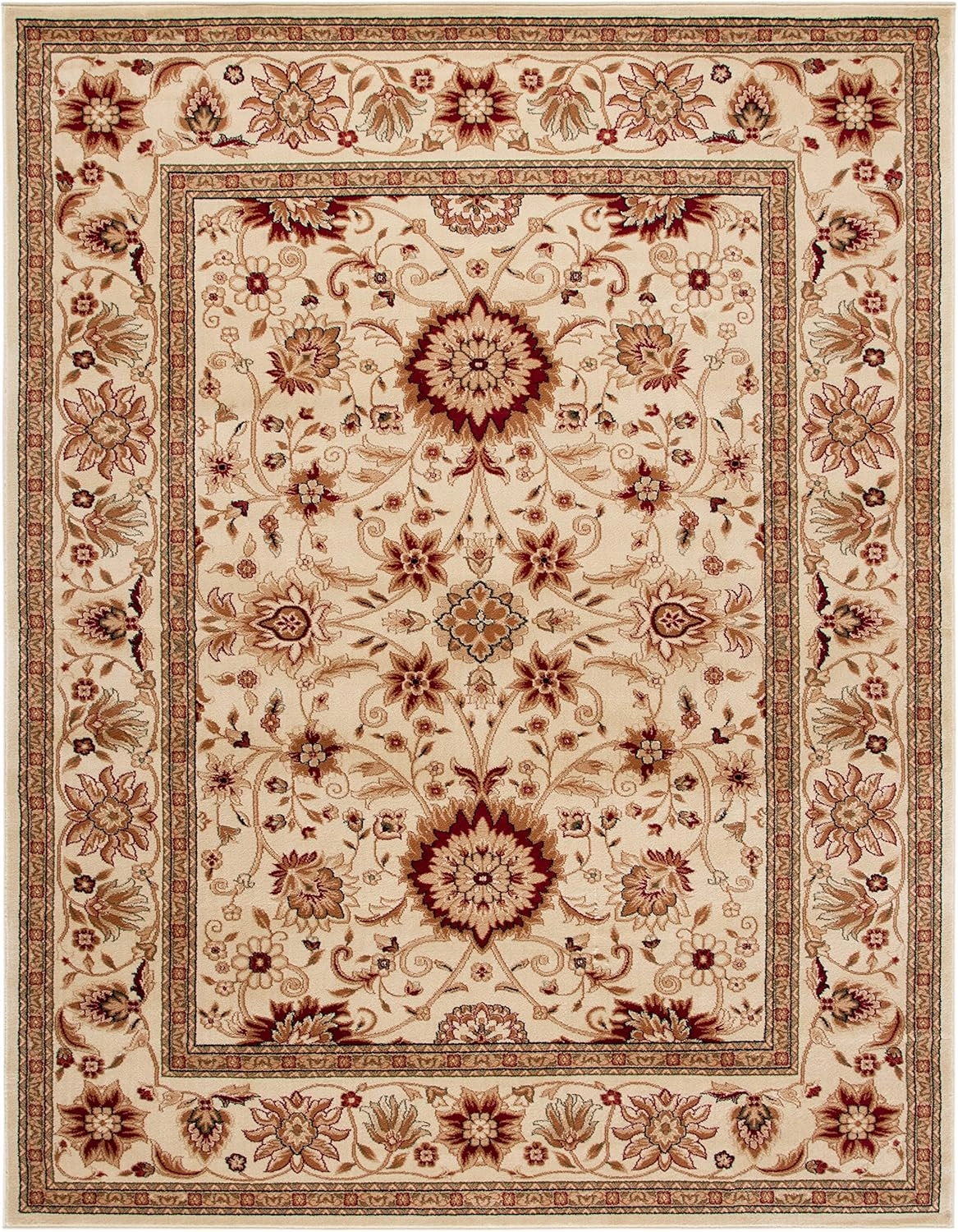 SAFAVIEH Lyndhurst Collection Area Rug - 8' x 10', Ivory & Ivory, Traditional Oriental Design, Non-Shedding & Easy Care, Ideal for High Traffic Areas in Living Room, Bedroom (LNH212L)
