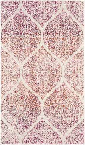 SAFAVIEH Madison Collection Accent Rug - 2'3" x 4', Cream & Fuchsia, Glam Trellis Distressed Design, Non-Shedding & Easy Care, Ideal for High Traffic Areas in Entryway, Living Room, Bedroom (MAD604R)