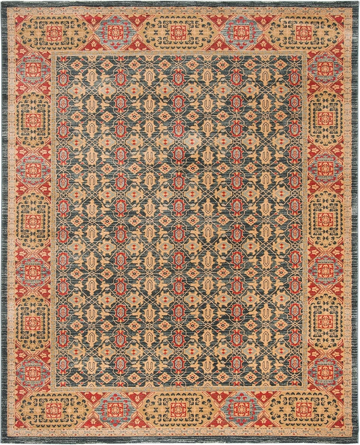 SAFAVIEH Mahal Collection Area Rug - 8' x 10', Light Blue & Red, Traditional Oriental Design, Non-Shedding & Easy Care, Ideal for High Traffic Areas in Living Room, Bedroom (MAH623K)