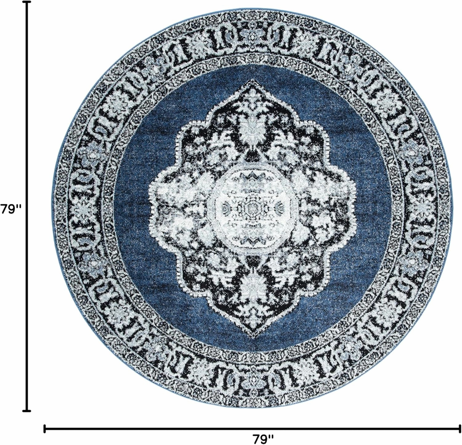 SAFAVIEH Vintage Hamadan Collection 6'7" Round Blue/Grey VTH219M Oriental Traditional Persian Non-Shedding Dining Room Entryway Foyer Living Room Bedroom Area Rug