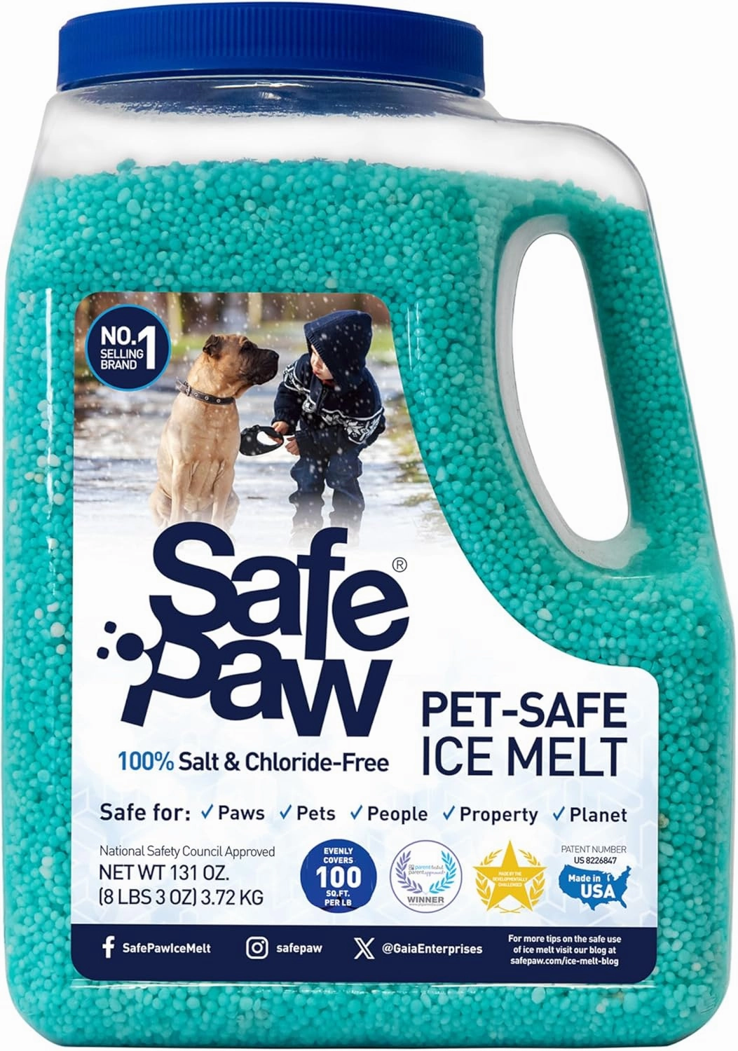 Safe Paw Ice Melt - Pet & Kid Friendly, Salt-Free & Chloride-Free, Safe for Concrete, Driveways & Sidewalks | Long-Lasting & Fast- Snow & Ice Melter for Winter Use - 3X Longer Effect