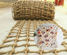 Safety Anti-Fall Fence Net for Children Pet Cat, Rope Net for Playground Decorative Jute Hemp Netting Tree House Climbing Child Net Stair Balcony Railing Protection Net Heavy Duty Hemp Rope Cargo Net