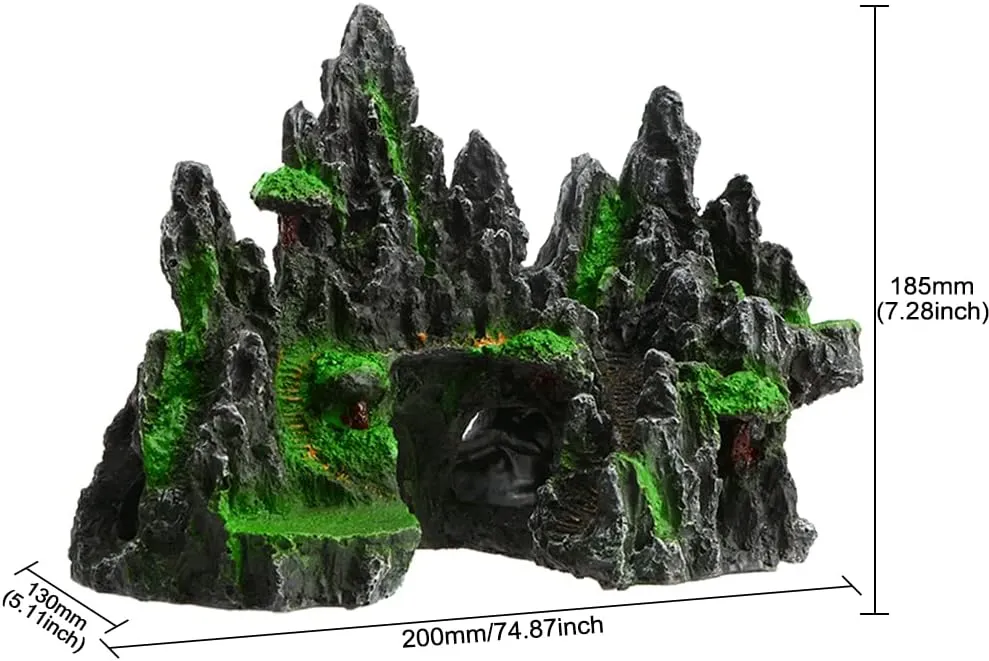 Saim Large Aquarium Mountain View Stone Ornament,Rock Cave Landscape Decorations Artificial Big Mountain Hill View Stone for Aquarium and Reptiles Decorations Mini Garden Decorating