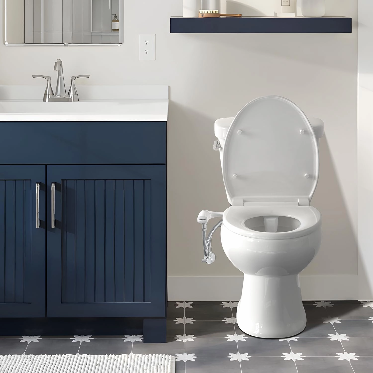 SAMODRA Ultra-Slim Bidet Attachment for Toilet - Dual Nozzle (Frontal & Rear Wash) Hygienic Bidets for Existing Toilets - Adjustable Water Pressure Fresh Water Toilet Bidet - Easy to Install