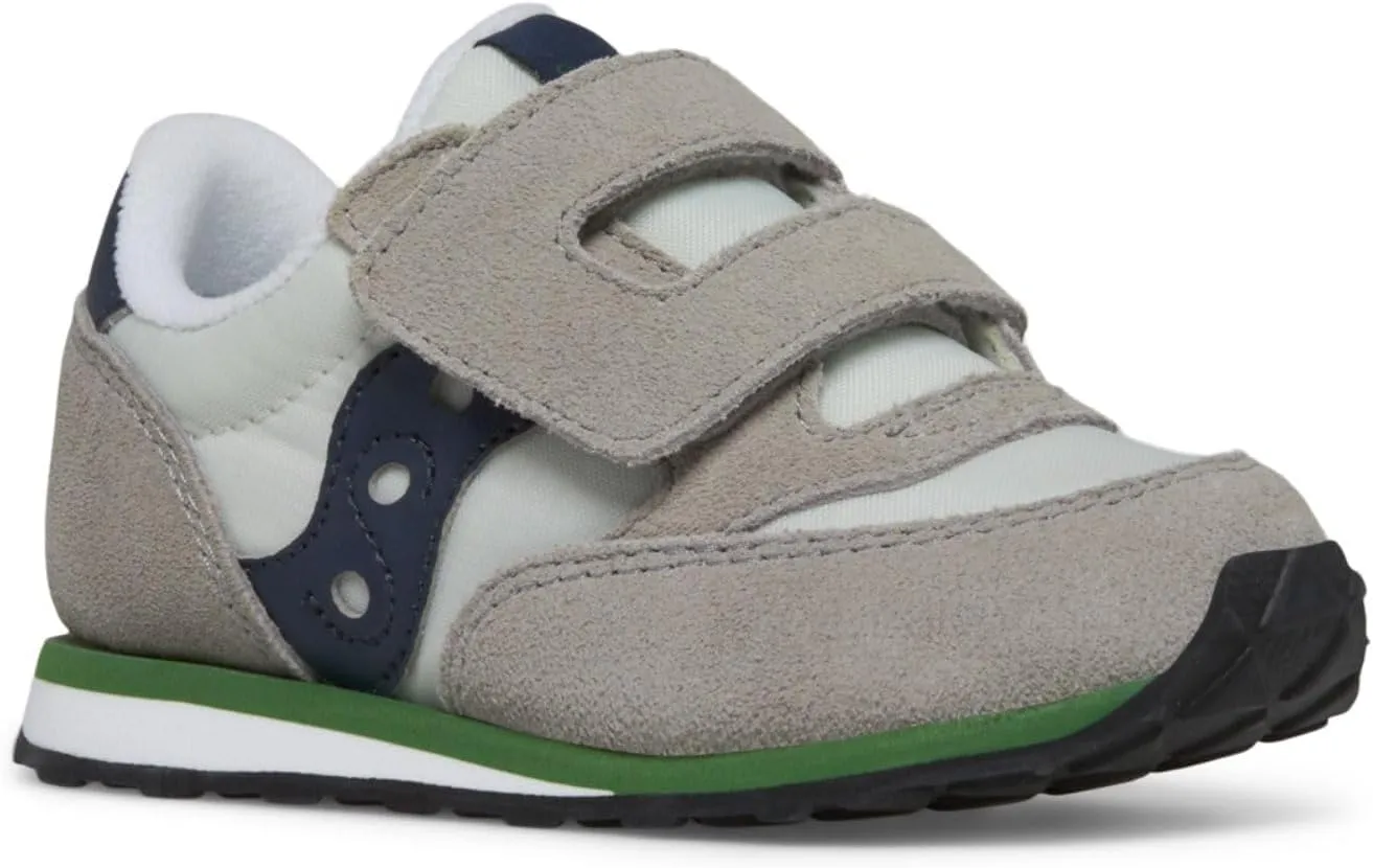 Saucony Jazz Hook & Loop Sneaker (Toddler/Little Kid), Grey/Navy/Green, 9 US Unisex