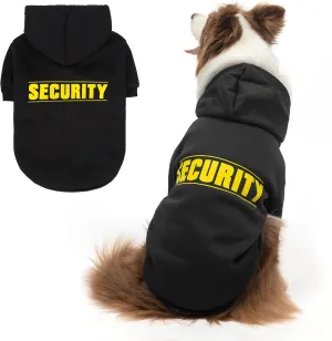 SCENEREAL Security Dog Hoodie Sweater & Jacket - Brushed Fleece for Small to Large Dogs with Hat & Leash Hole Weather & Occasions