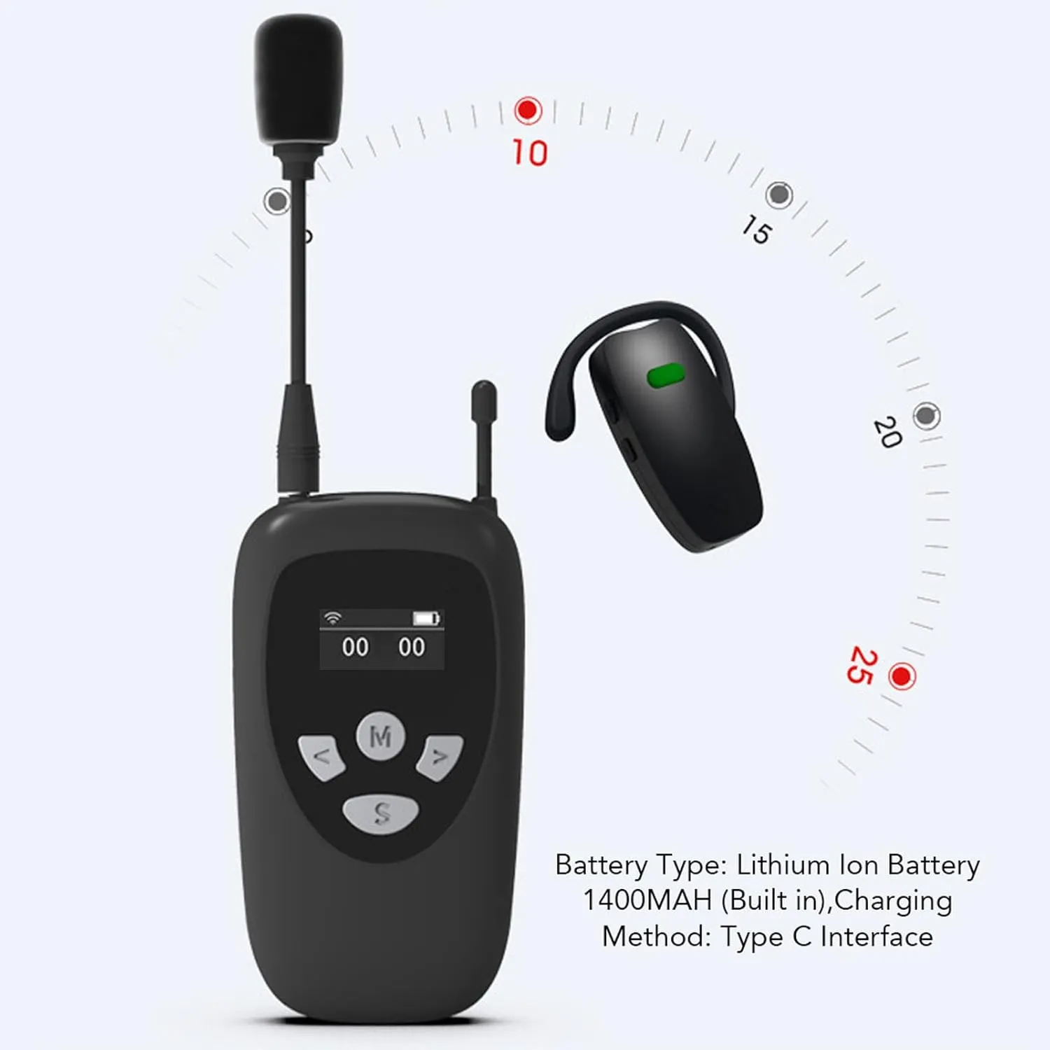 Scenic Spot Narrate Machine, Practical Wireless Tour Scenic Spot Explain Tool with 1 Transmitter 10 Receivers Tour Explain Microphone Charge Case for Museum Tours Factory Visit (US Plug)