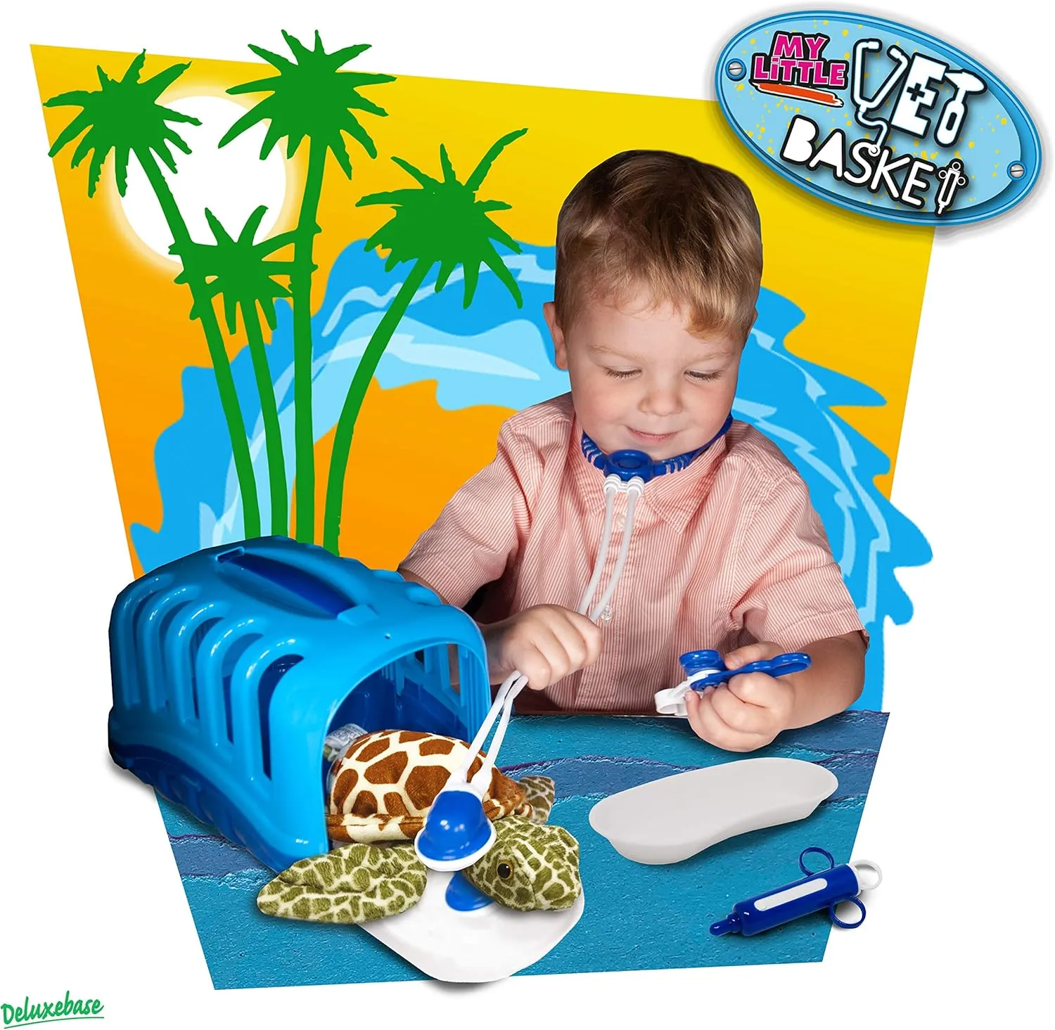 Sea Turtle from Deluxebase. Kids Veterinary Doctor Kit with Soft Plush Sea Turtle, Medical Tools & Portable Carrier, Pretend Play and Educational Toy for Ages 3 