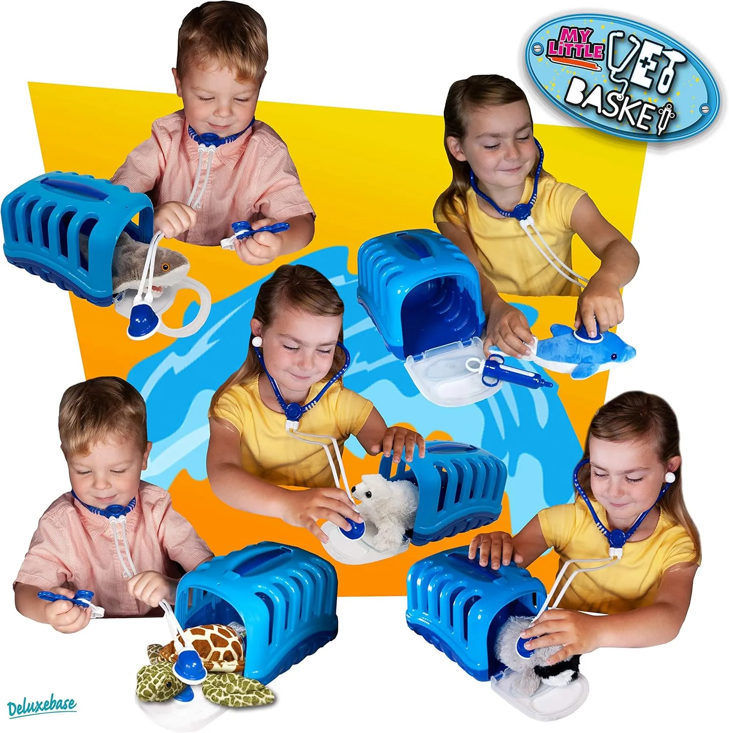 Sea Turtle from Deluxebase. Kids Veterinary Doctor Kit with Soft Plush Sea Turtle, Medical Tools & Portable Carrier, Pretend Play and Educational Toy for Ages 3 
