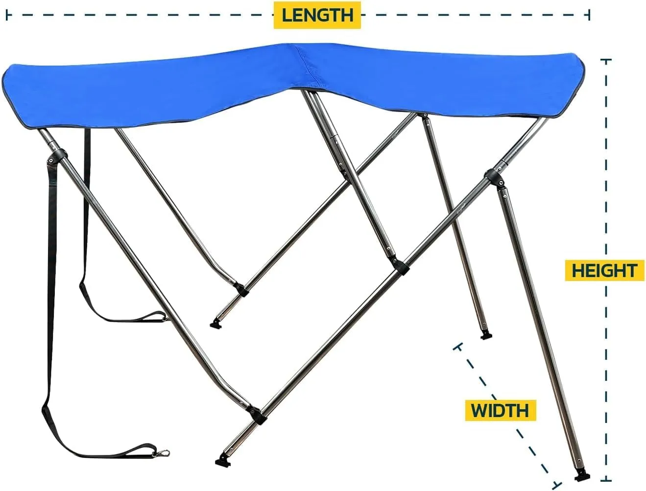 Seal Skin Covers 3 Bow / 4 Bow Bimini Top for Boats, Marine Grade Waterproof Canopy Cover with Frame, Durable Sun Shade Cover, Mounting Hardware, Rear Straps & Storage Boot