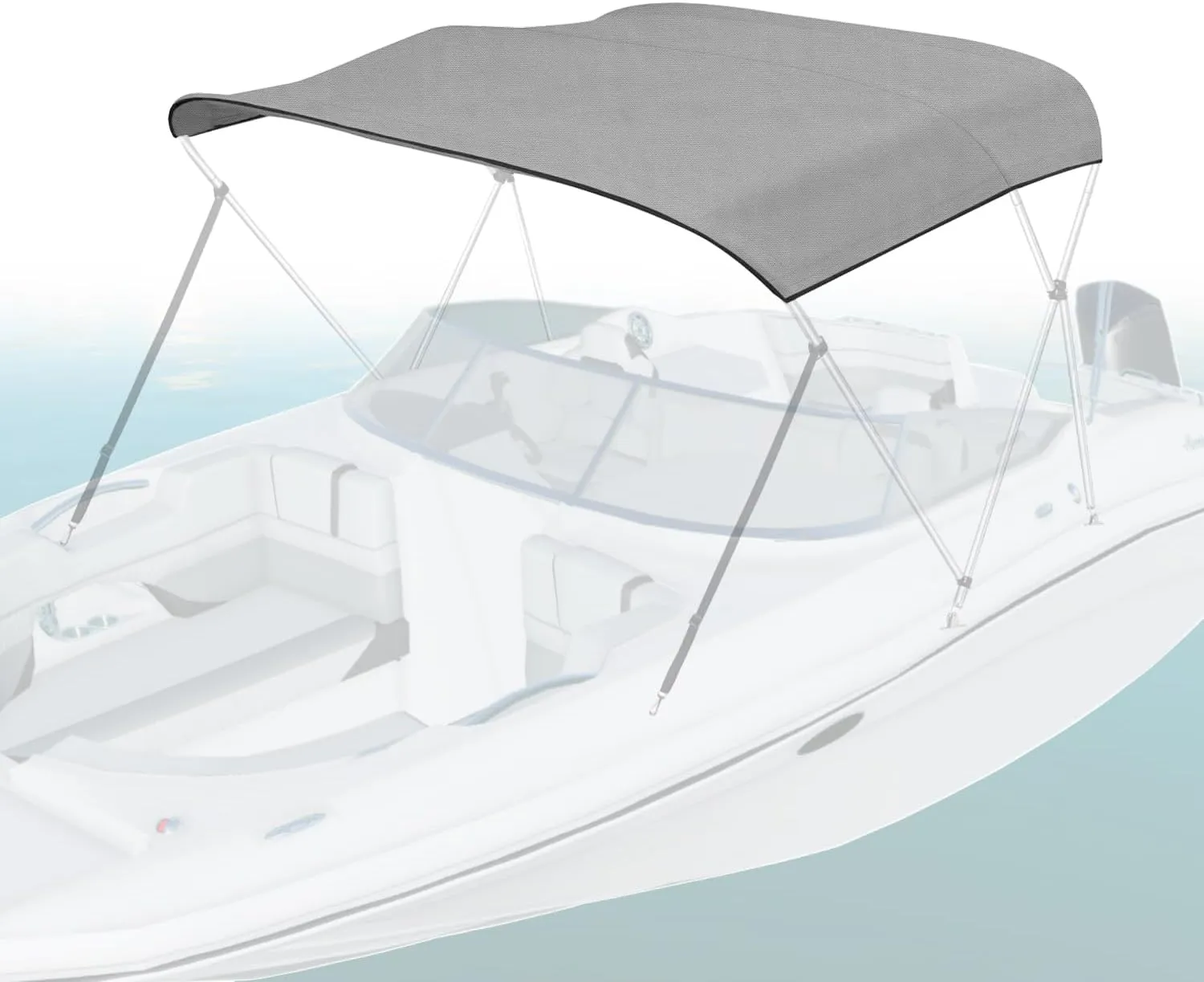 Seal Skin Covers 3 Bow / 4 Bow Bimini Top Replacement Cover, Marine Grade 600D Waterproof Canvas Boat Canopy Sun Shade Without Frame