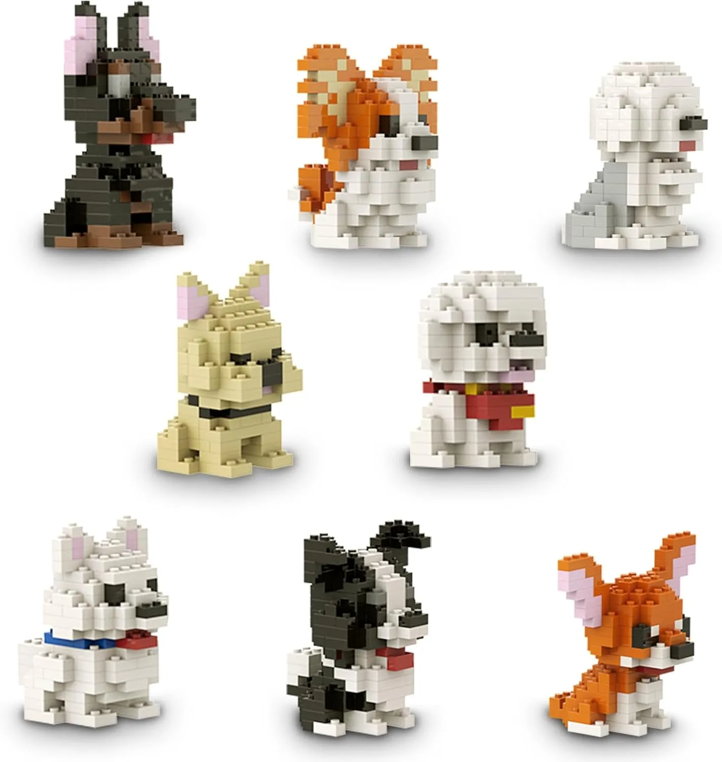SEMKY Micro Mini Blocks Dog Series 8 in 1 Animal Model Set,(1002Pieces) -Building and Pet Toys Gifts for Kid