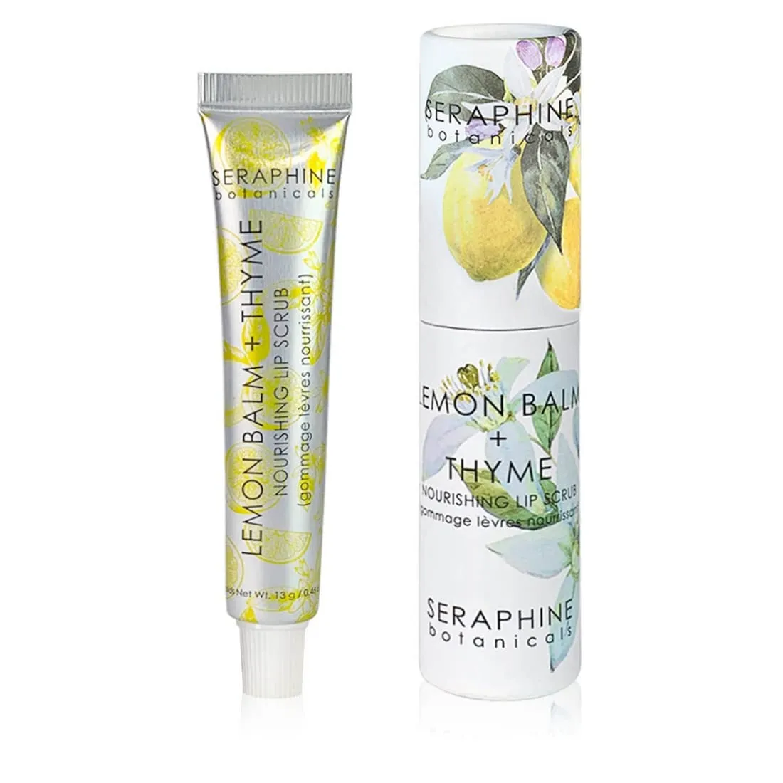 Seraphine Botanicals Lemon Balm   Thyme Nourishing Lip Scrub - Exfoliating Lip Treatment, Moisturizer for Dry and Flaky Lips, Vegan, 0.46 oz