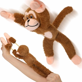 Set of 6 Flingshot Flying Monkey Funny Monkey Toys Finger Slingshot Toys Monkeys Plush Toy for Boys Girls Games Birthday Party Favors Stocking Stuffers, Brown