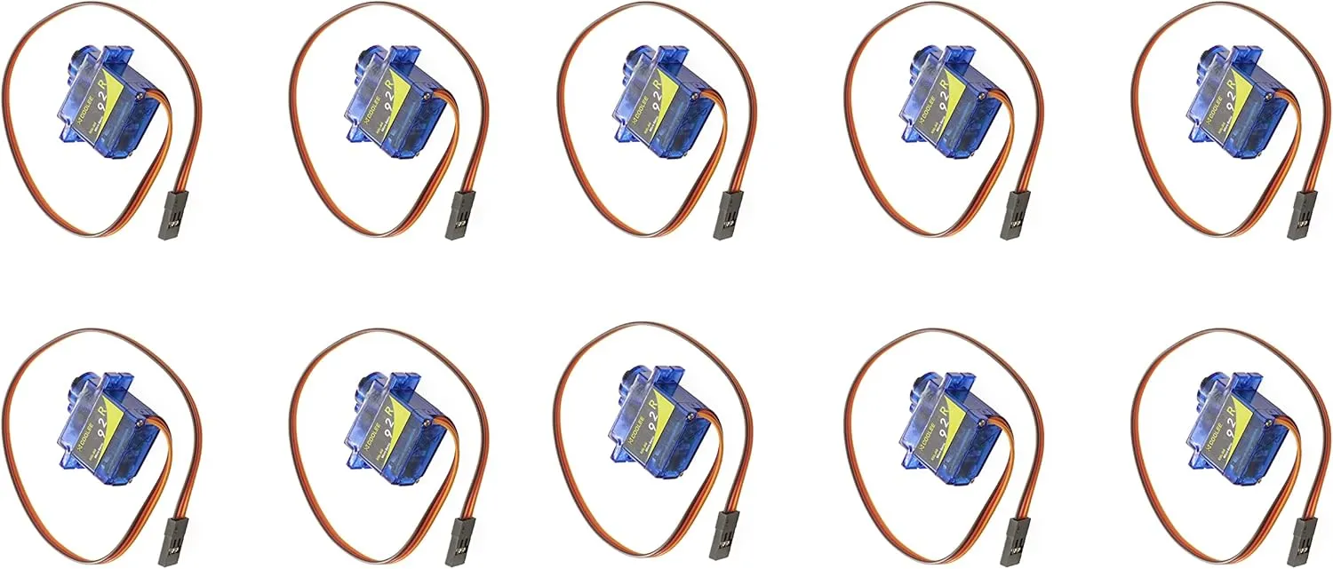 SG-92 9G Micro Digital Servo Nylon Carbon Fiber Gears High Precision Gear High Torque Servo for programmable Fixed Wing, Helicopter KT, Intelligent car, Small Robot DC4.8V/6V(10pcs)