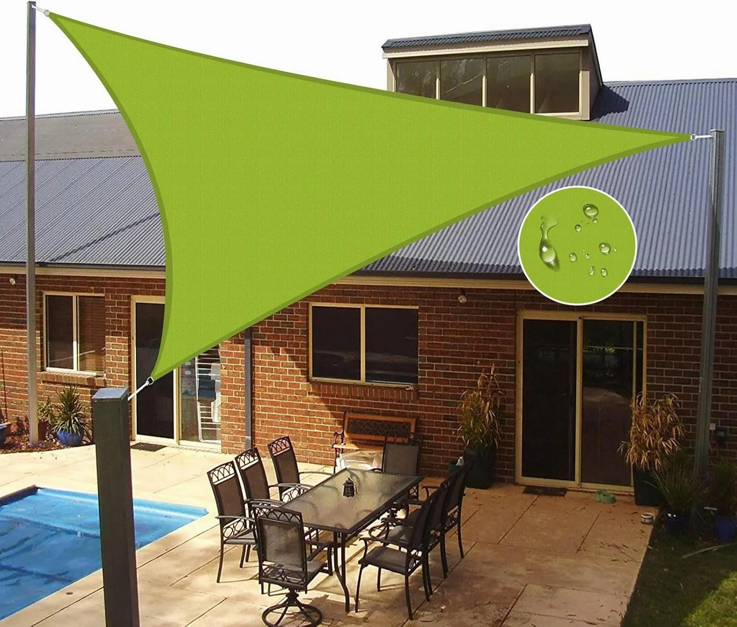 Shade Sail Waterproof Triangle Green 12'x12'x12' Sun Shade 95% UV Block for Outdoor Patio and Garden Yard Activities